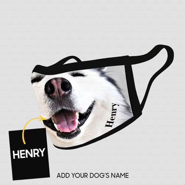 Personalized Dog Gift Idea - Husky Smiling Face For Dog Lovers - Cloth Mask